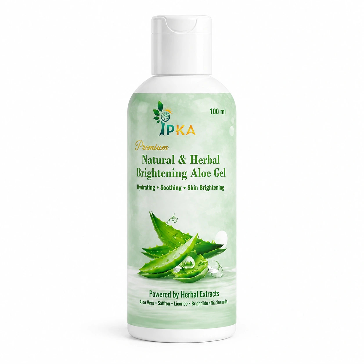 Premium Natural & Herbal Brightening Aloe Gel - 100 ml with Aloe Vera, Saffron, Licorice, Manjistha & Niacinamide for Hydrating, Soothing, Skin Brightening & Daily Face Care