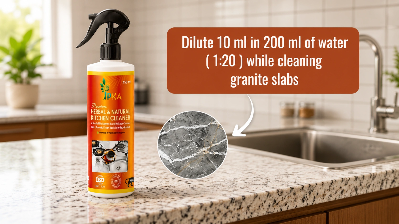 Premium herbal and natural kitchen cleaner