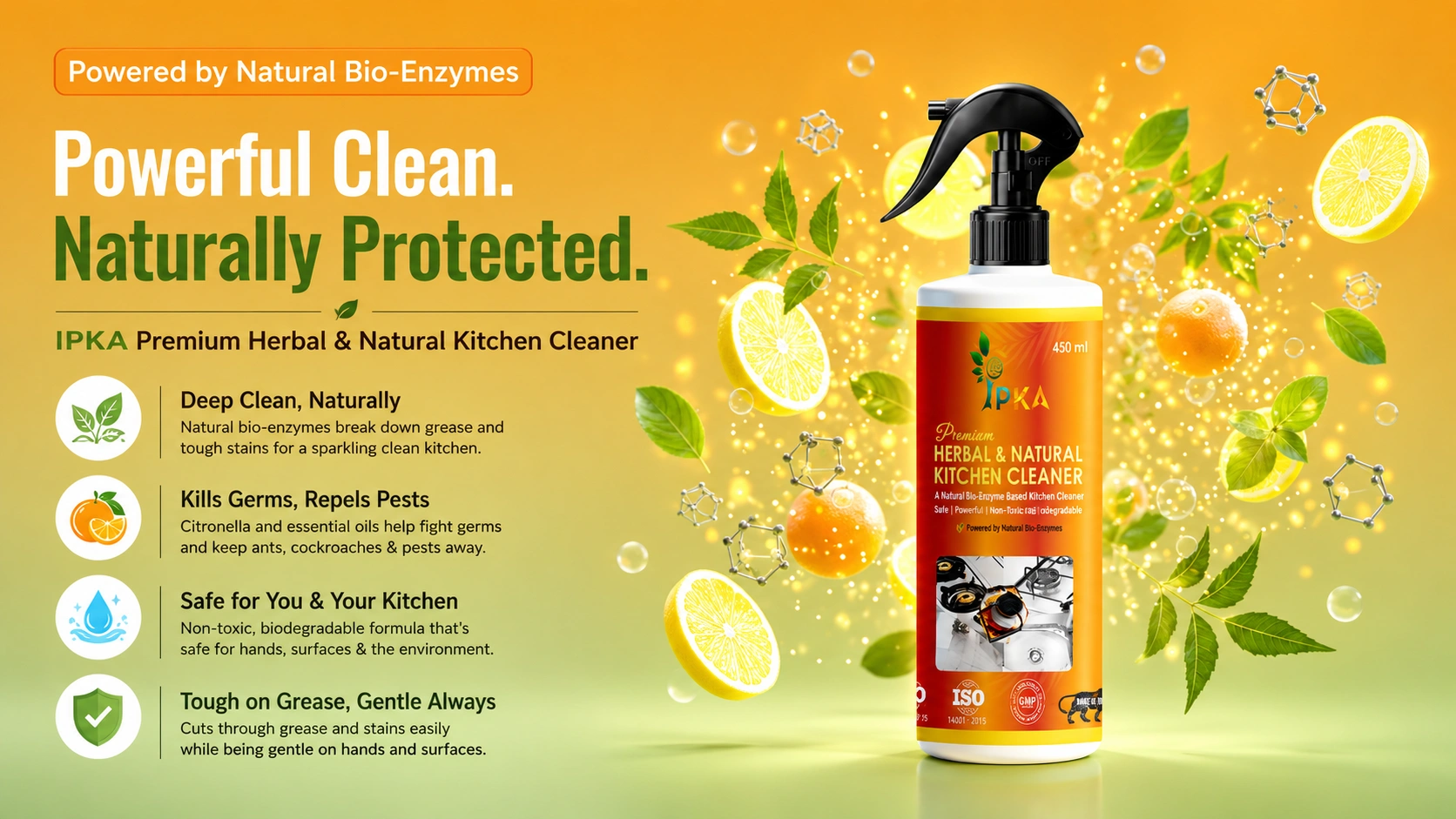 Premium herbal and natural kitchen cleaner