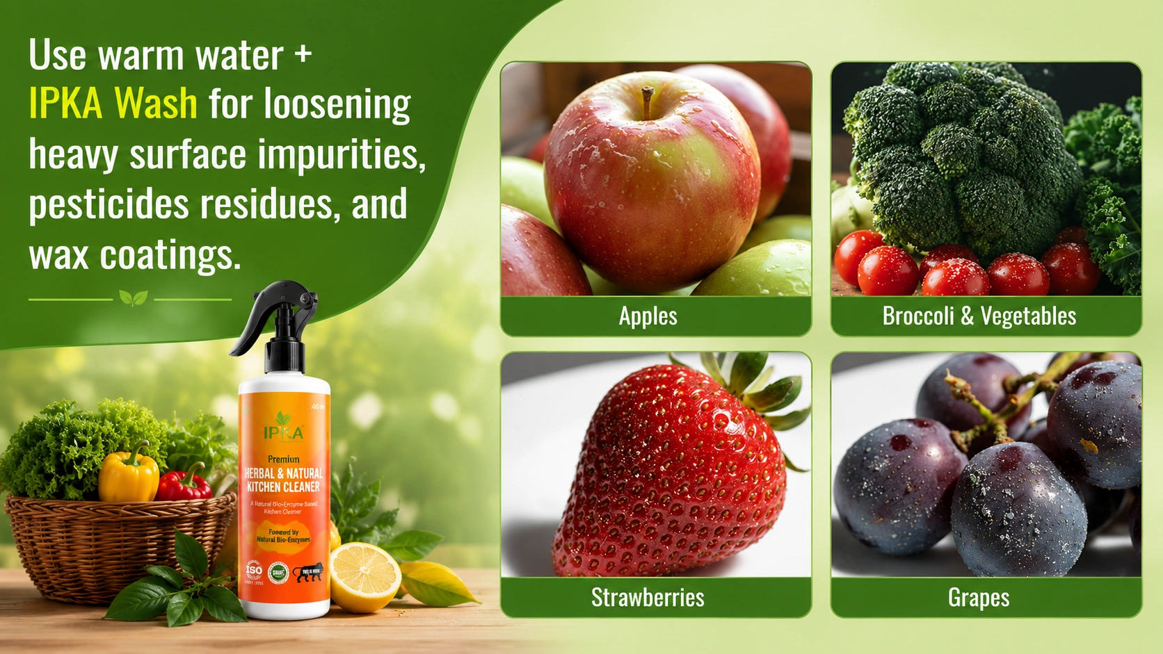 Herbal and natural vegetable and fruit wash