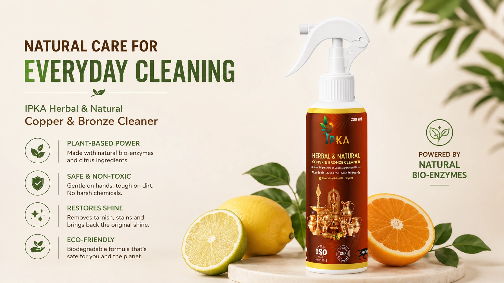 Herbal and natural copper brass cleaner